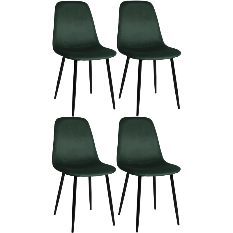 Lot de 4 chaises de salle à manger en velours Napier vert
