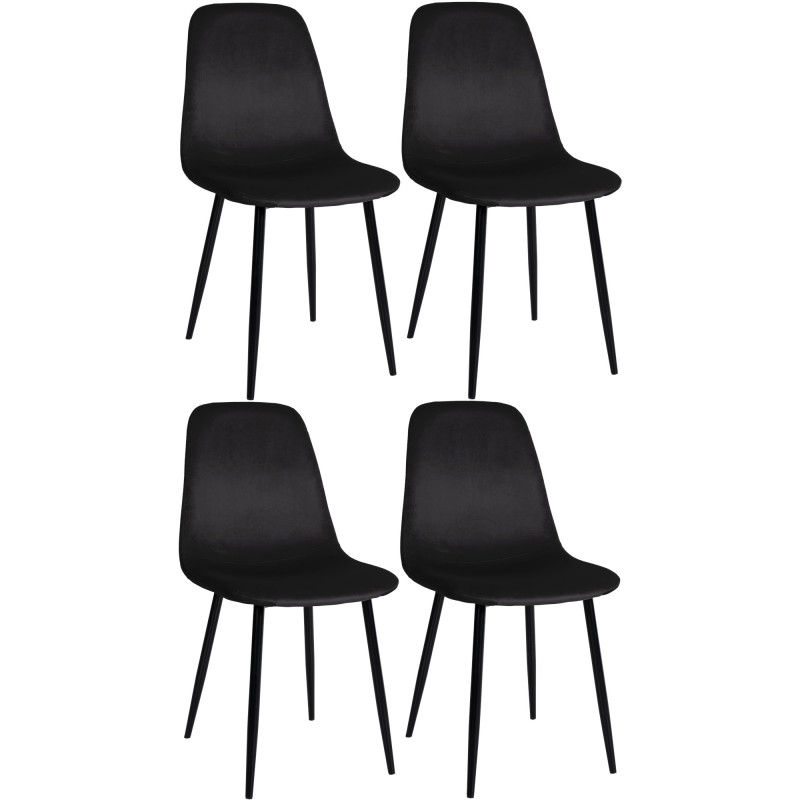 Lot de 4 chaises de salle à manger en velours Napier noir