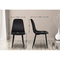 Lot de 4 chaises de salle à manger en velours Napier noir