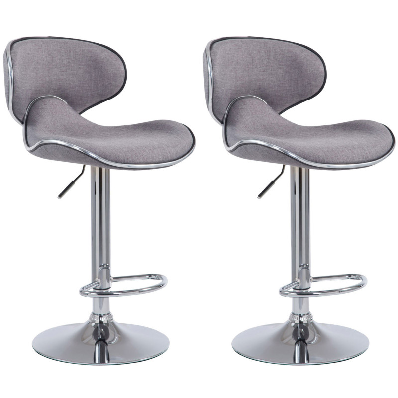 Lot de 2 tabourets de bar Las Vegas V2 tissu chromé gris clair