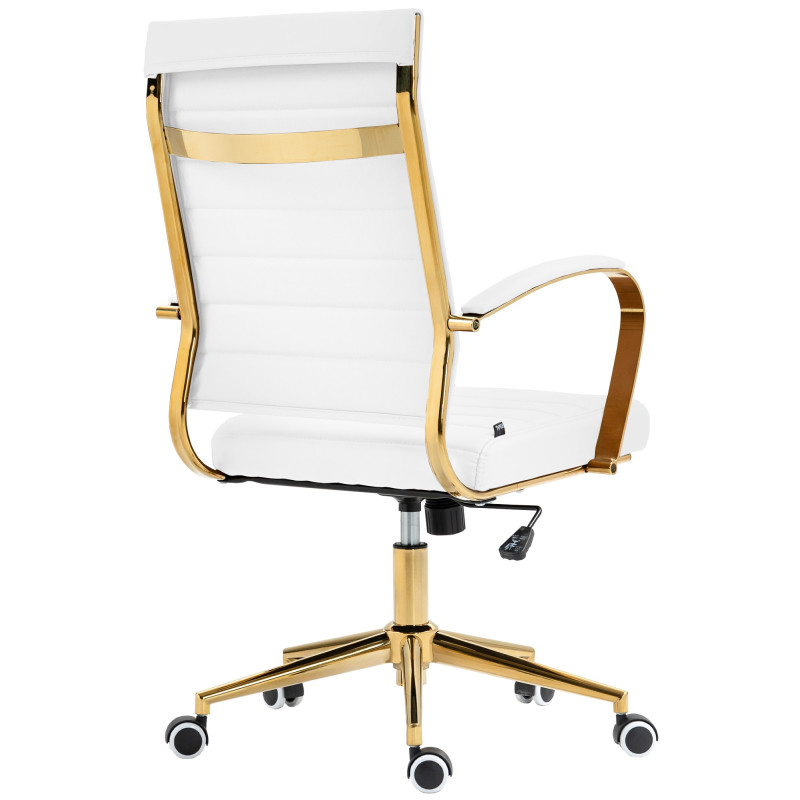 Fauteuil de bureau Havanna, simili cuir blanc