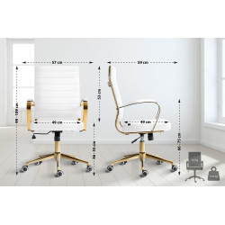 Fauteuil de bureau Havanna, simili cuir blanc