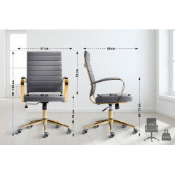 Fauteuil de bureau Havanna, similicuir gris