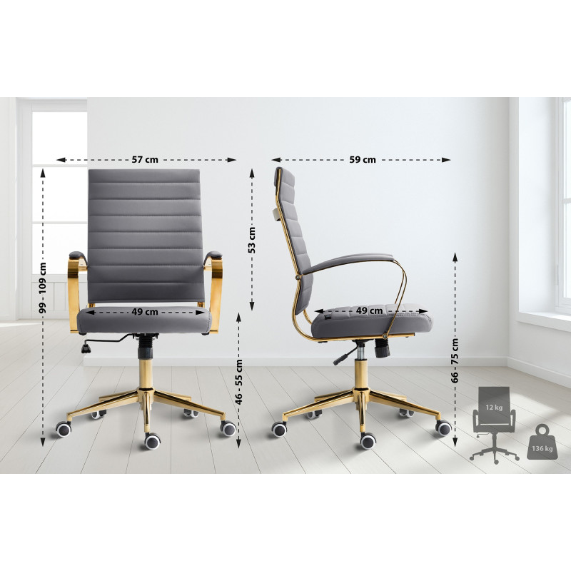 Silla de oficina Havanna en polipiel Gris