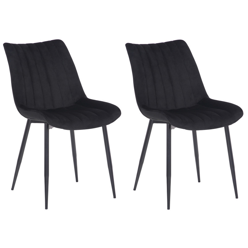 Lot de 2 chaises Rahden en velours noir