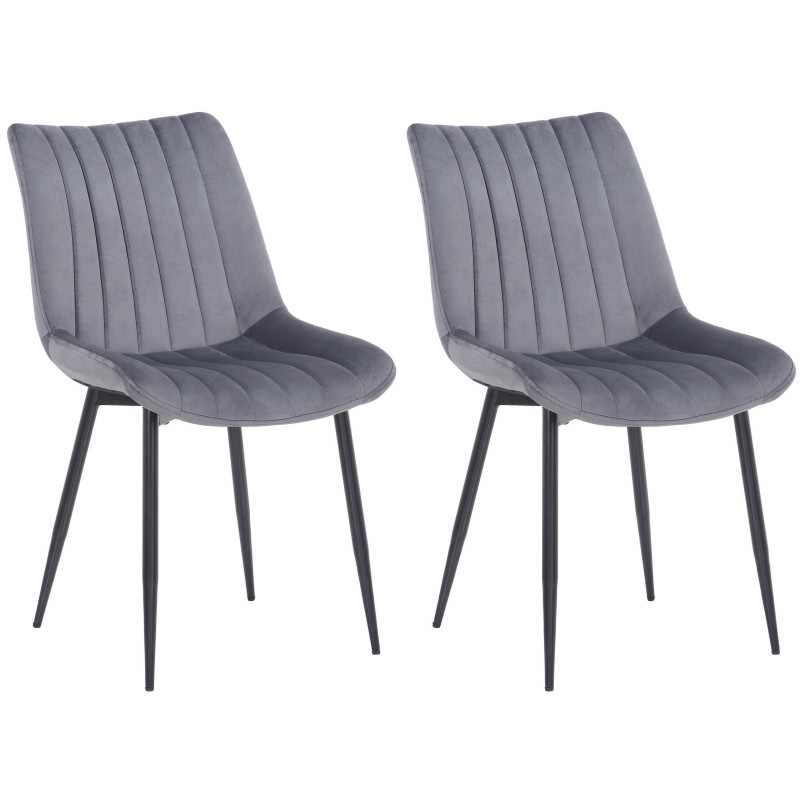 Lot de 2 chaises Rahden en velours gris