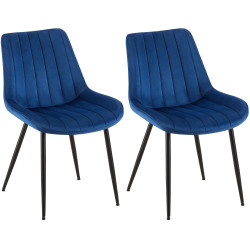 Lot de 2 chaises Rahden en velours bleu