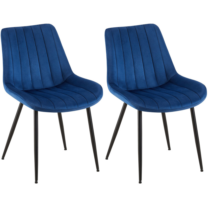 Lot de 2 chaises Rahden en velours bleu