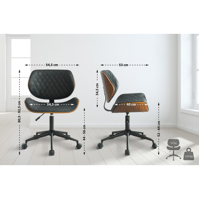 Silla de oficina Harvest en piel sintética Nogal/negro