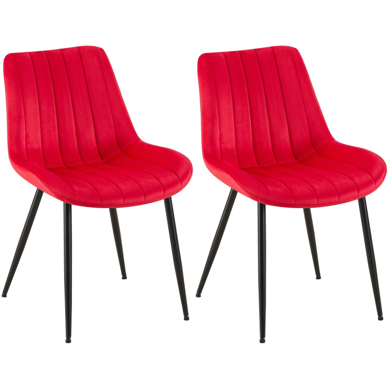Lot de 2 chaises Rahden en velours rouge