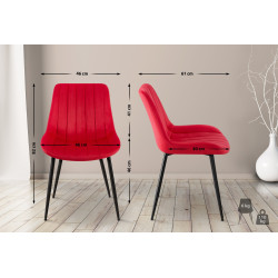 Lot de 2 chaises Rahden en velours rouge