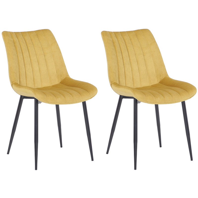Lot de 2 chaises Rahden en velours jaune
