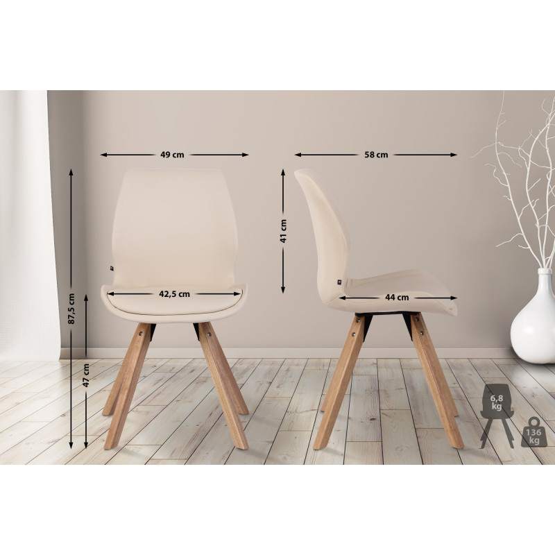 Chaise Luna en simili cuir crème