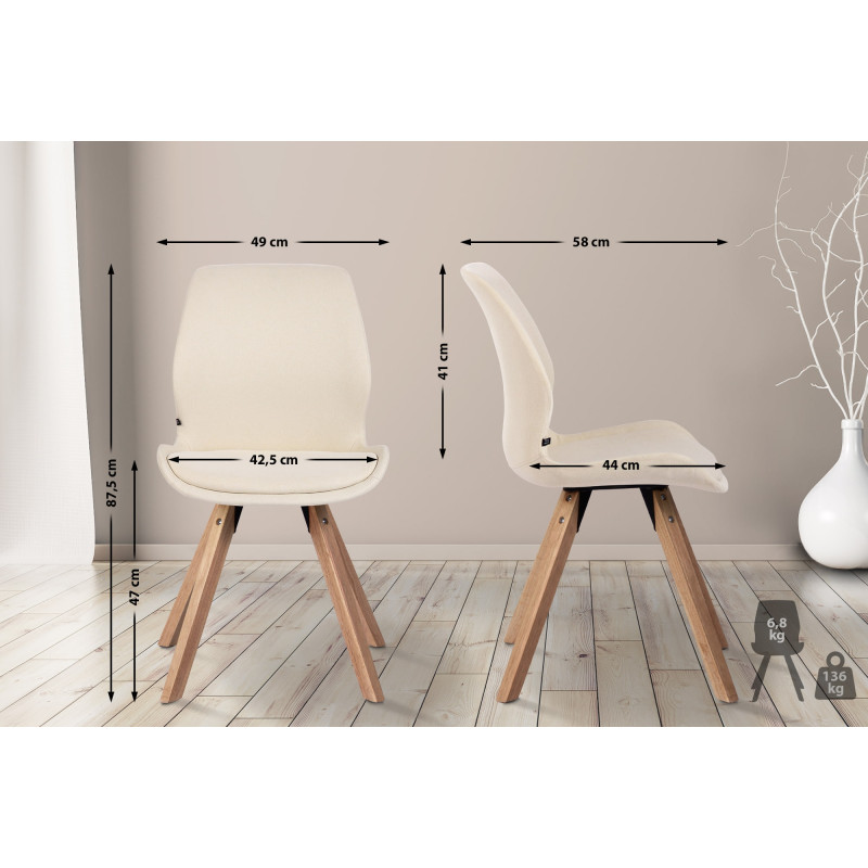 Chaise Luna en tissu crème