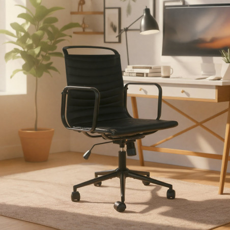 Fauteuil de bureau Bakers, similicuir noir