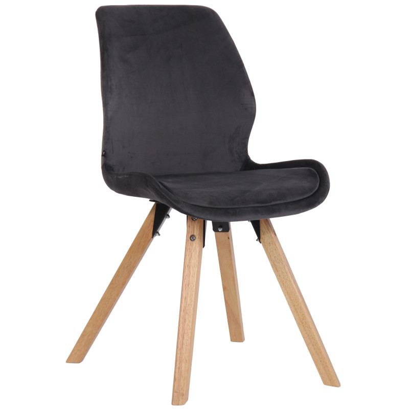 Chaise Luna en velours gris foncé