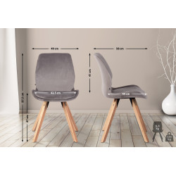 Chaise Luna en velours gris