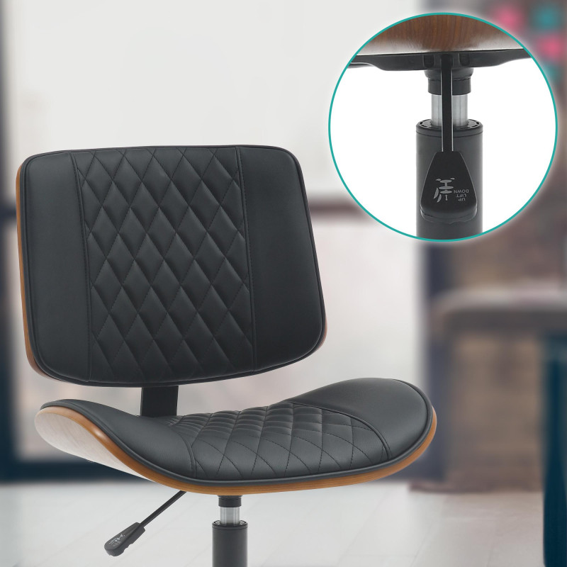 Fauteuil de bureau Plover, similicuir, noyer/noir