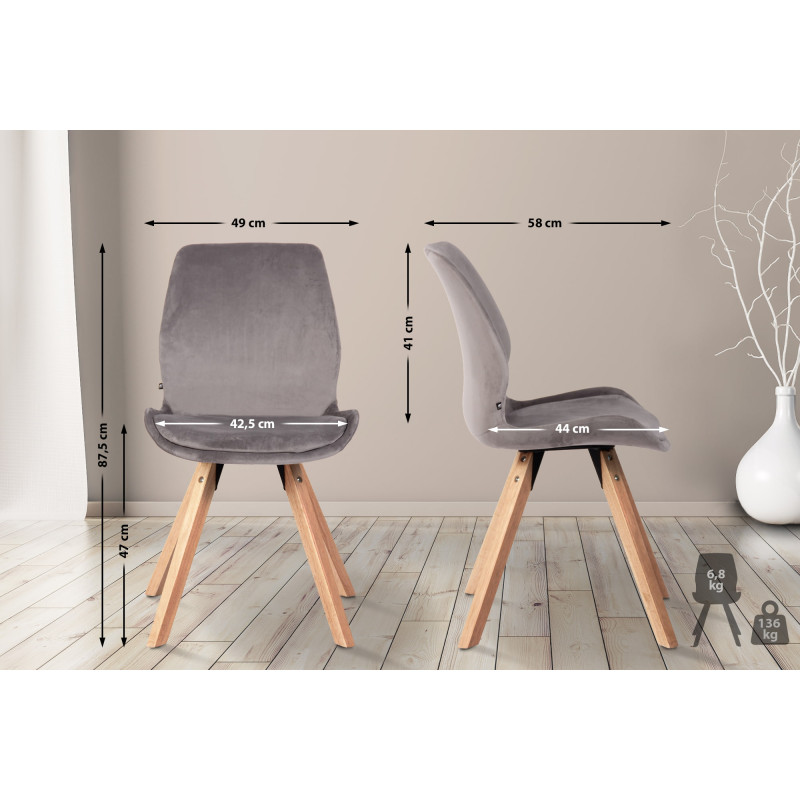 Chaise Luna en velours gris