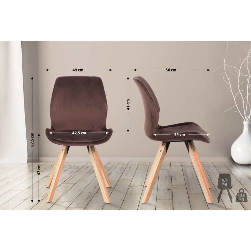 Chaise Luna en velours brun