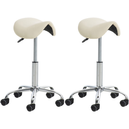 Lot de 2 tabourets de travail Reno, similicuir crème