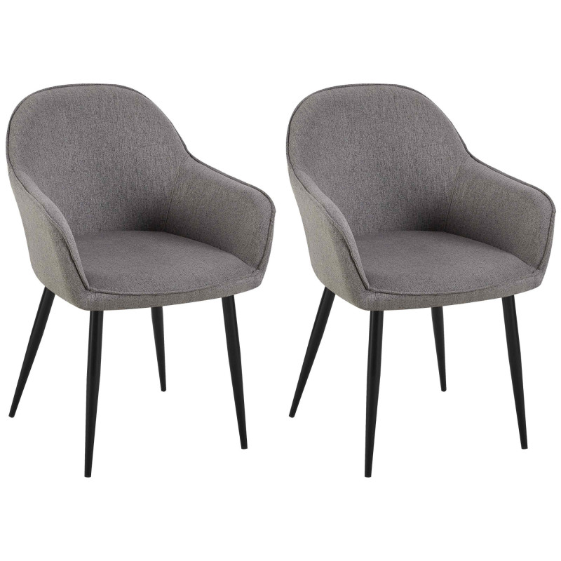 Lot de 2 chaises de salle à manger tissu Boise gris foncé