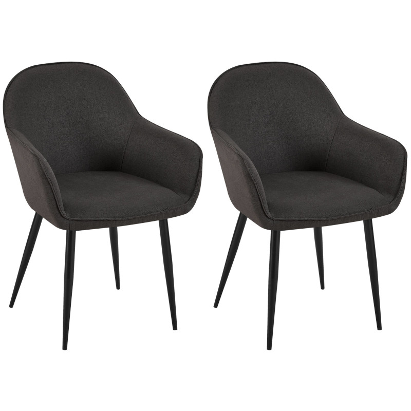 Lot de 2 chaises de salle à manger tissu Boise noir