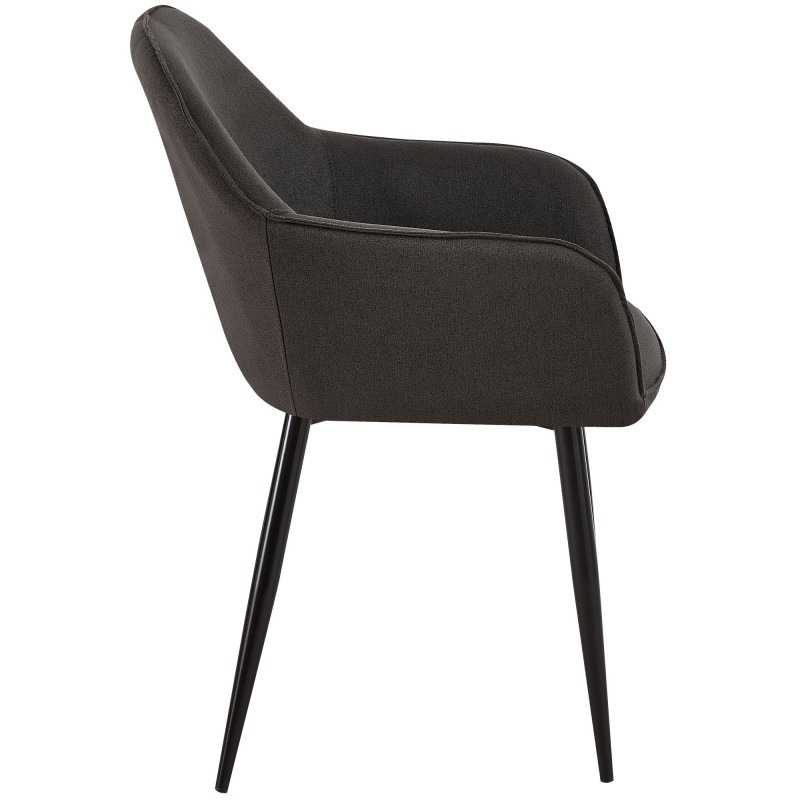 Lot de 2 chaises de salle à manger tissu Boise noir
