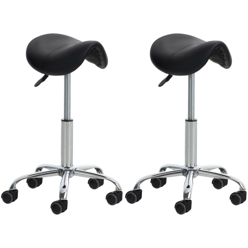 Lot de 2 tabourets de travail Reno, similicuir, noirs