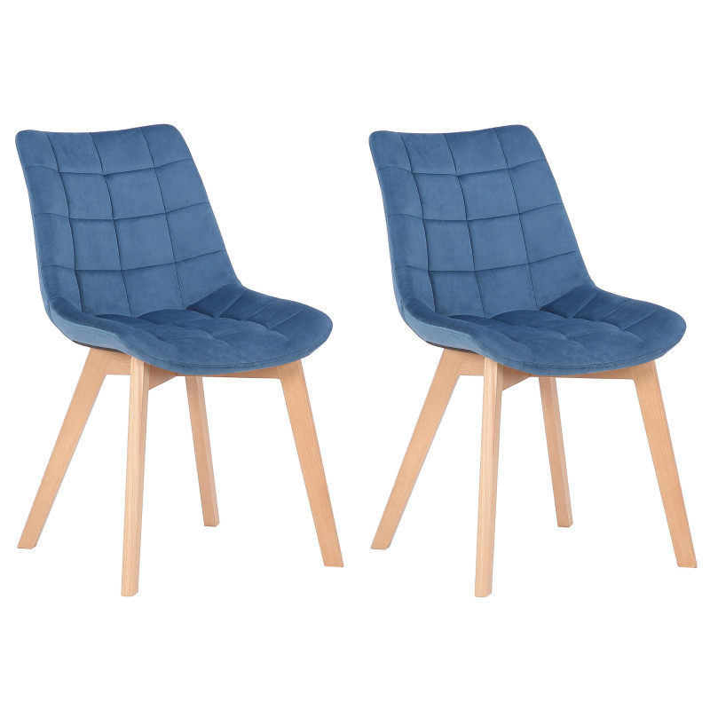 Lot de 2 chaises de salle à manger Passaic velours bleu