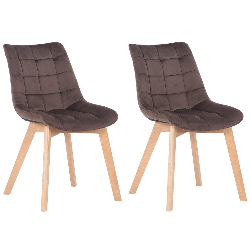 Lot de 2 chaises de salle à manger Passaic velours brun