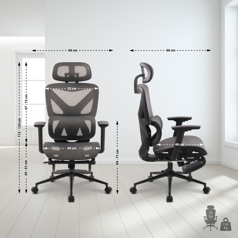 Chaise de bureau Reston, noir/gris