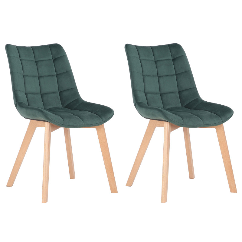 Lot de 2 chaises de salle à manger Passaic velours vert