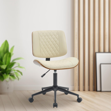 Fauteuil de bureau Plover en similicuir noyer/crème