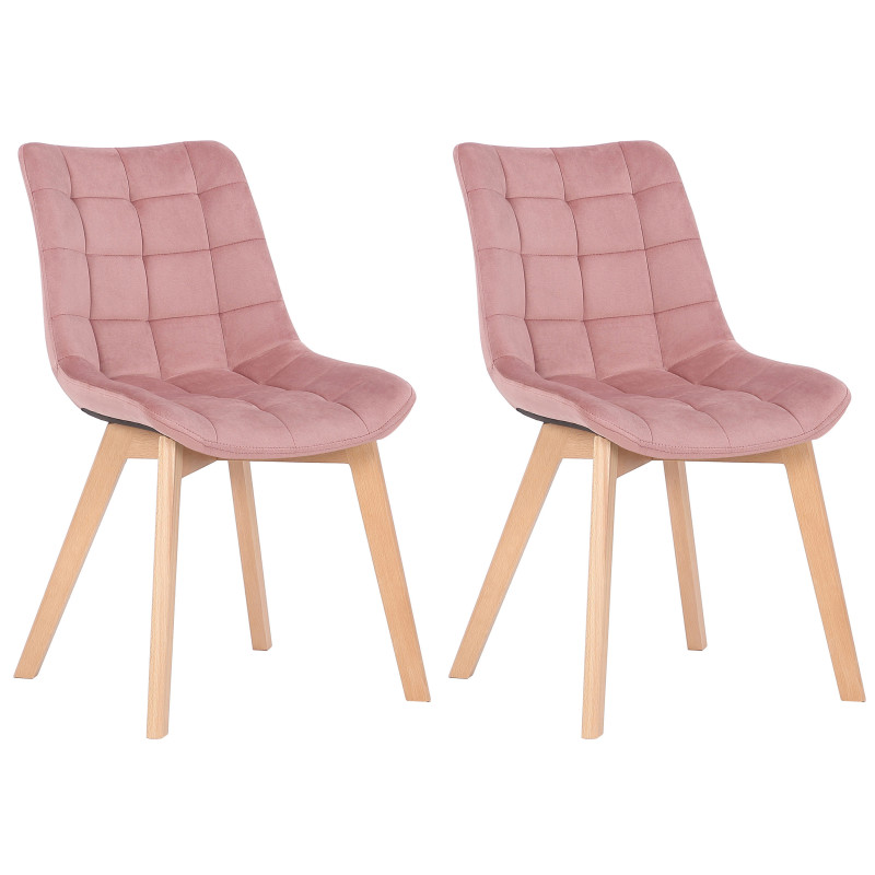Lot de 2 chaises de salle à manger Passaic velours rose