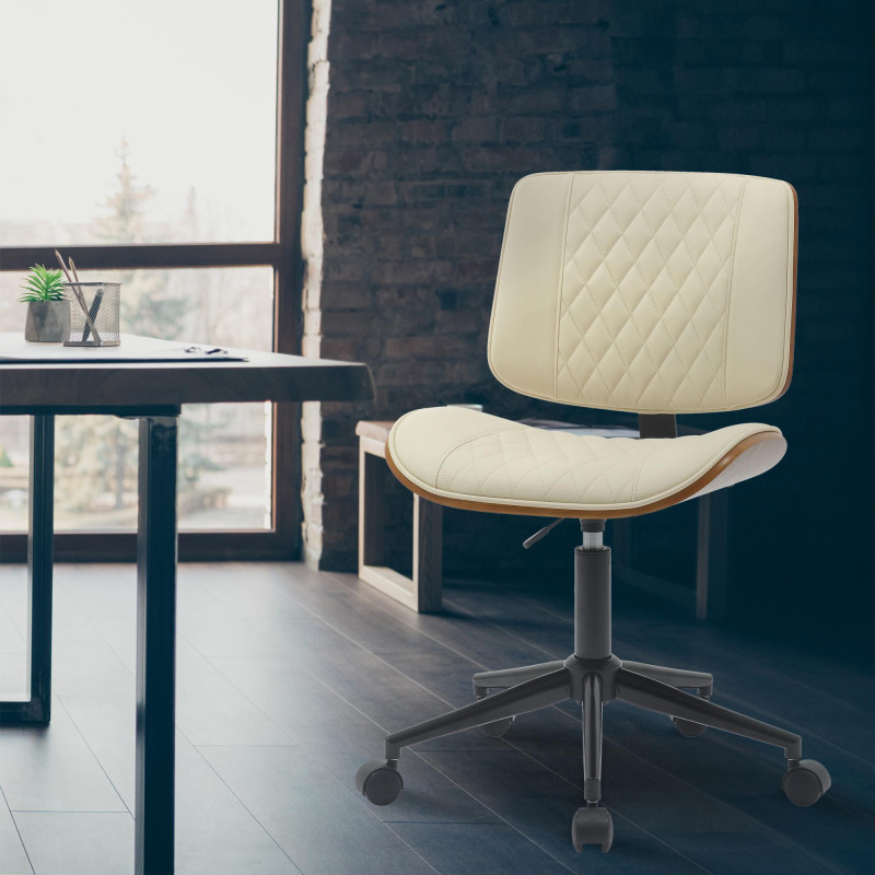 Fauteuil de bureau Plover en similicuir noyer/crème