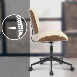 Fauteuil de bureau Plover en similicuir noyer/crème