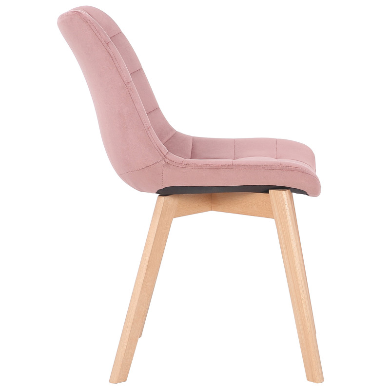 Lot de 2 chaises de salle à manger Passaic velours rose