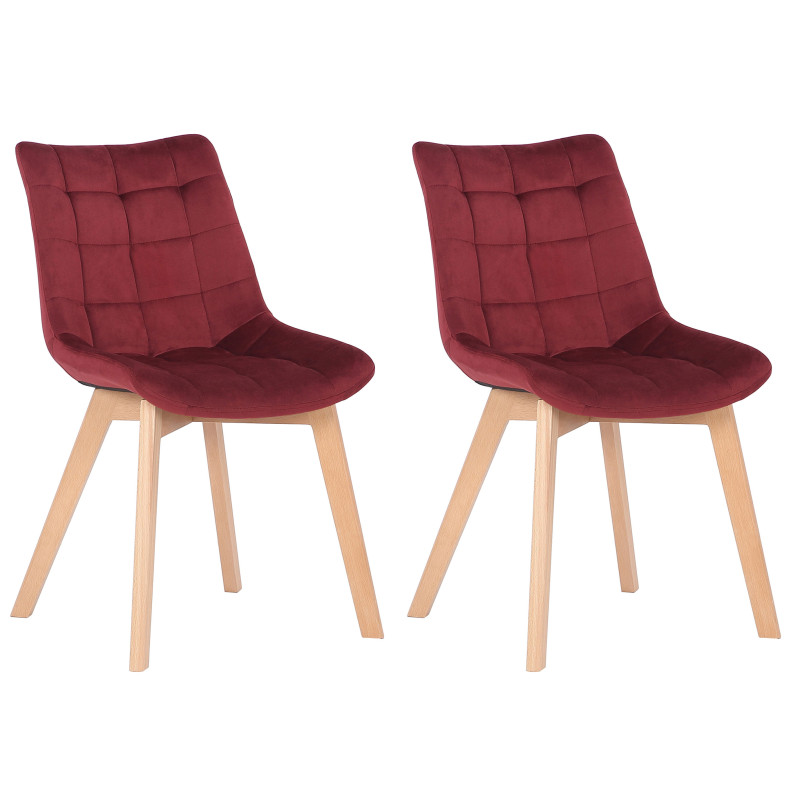 Lot de 2 chaises de salle à manger Passaic velours rouge