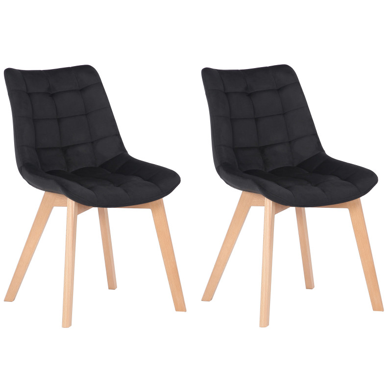 Lot de 2 chaises de salle à manger Passaic velours noir