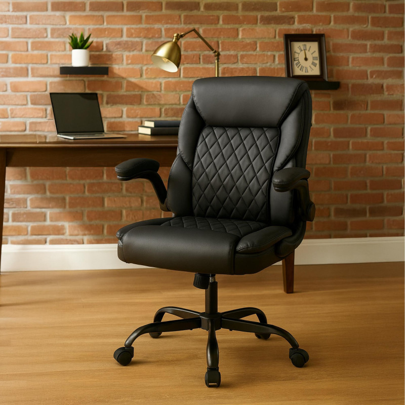 Fauteuil de bureau Medfield, similicuir noir