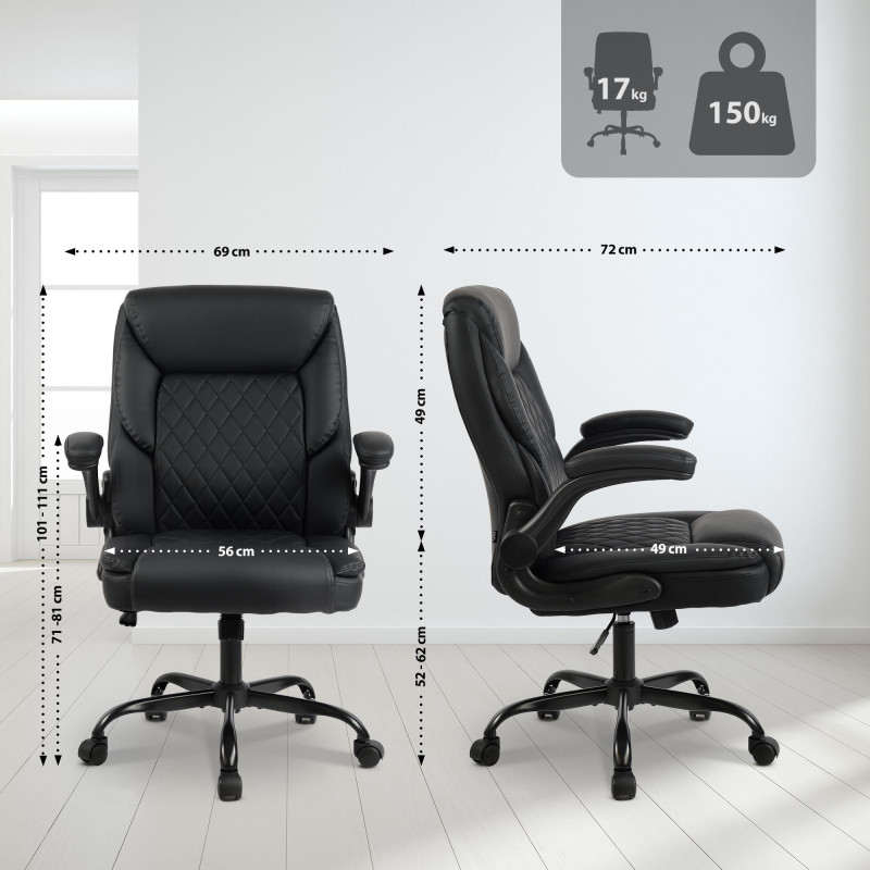 Fauteuil de bureau Medfield, similicuir noir