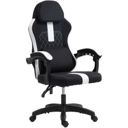 Fauteuil de bureau Miltona en tissu noir/blanc