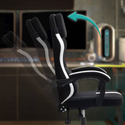 Fauteuil de bureau Miltona en tissu noir/blanc