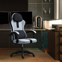 Fauteuil de bureau Miltona en tissu gris/noir