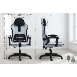 Fauteuil de bureau Miltona en tissu gris/noir