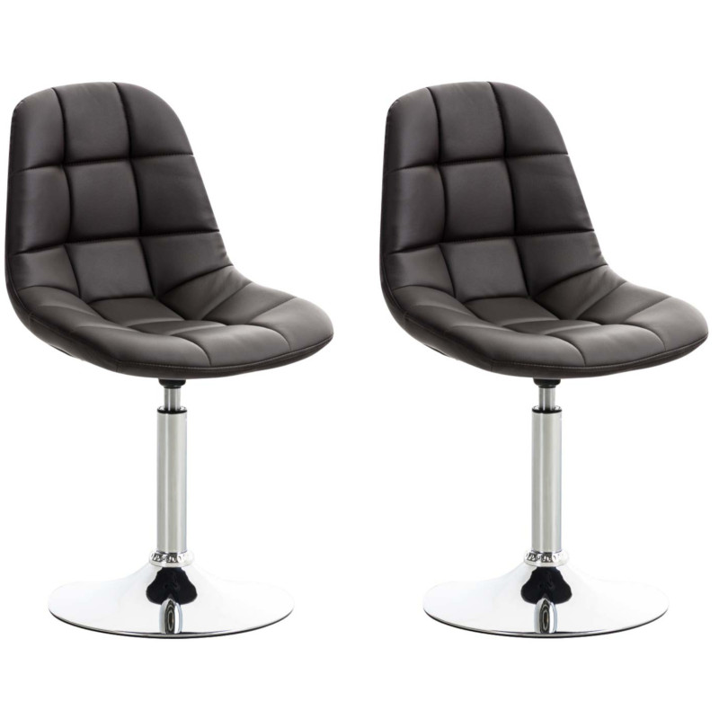 Lot de 2 chaises Emil en simili cuir brun