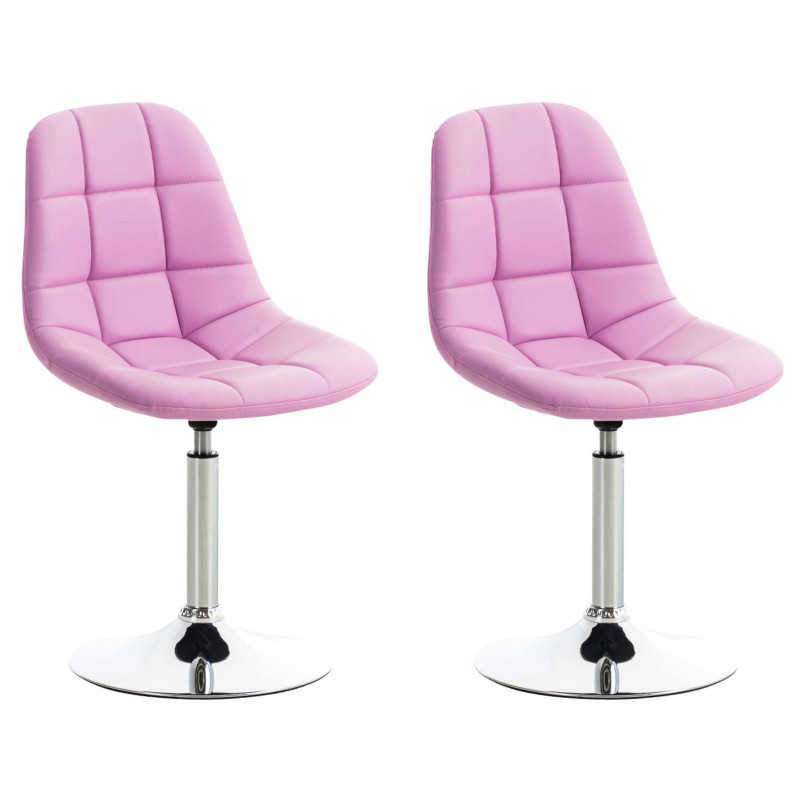 Lot de 2 chaises Emil en simili cuir rose