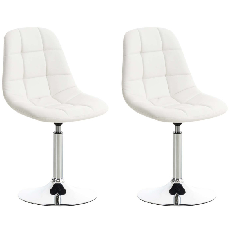 Lot de 2 chaises Emil en simili cuir blanc