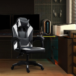 Fauteuil de bureau Orkney, noir/blanc, similicuir